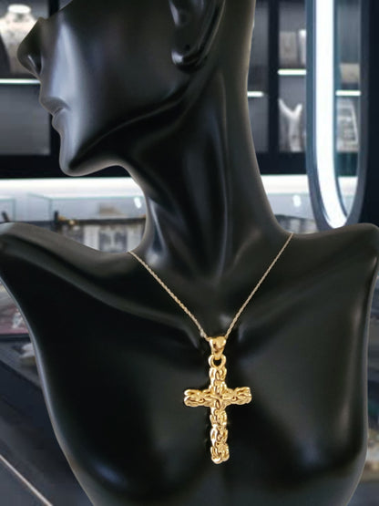 14K Yellow Gold Over Resin Core Cross Pendant, Made in Italy Gold