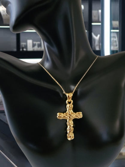 14K Yellow Gold Over Resin Core Cross Pendant, Made in Italy Gold