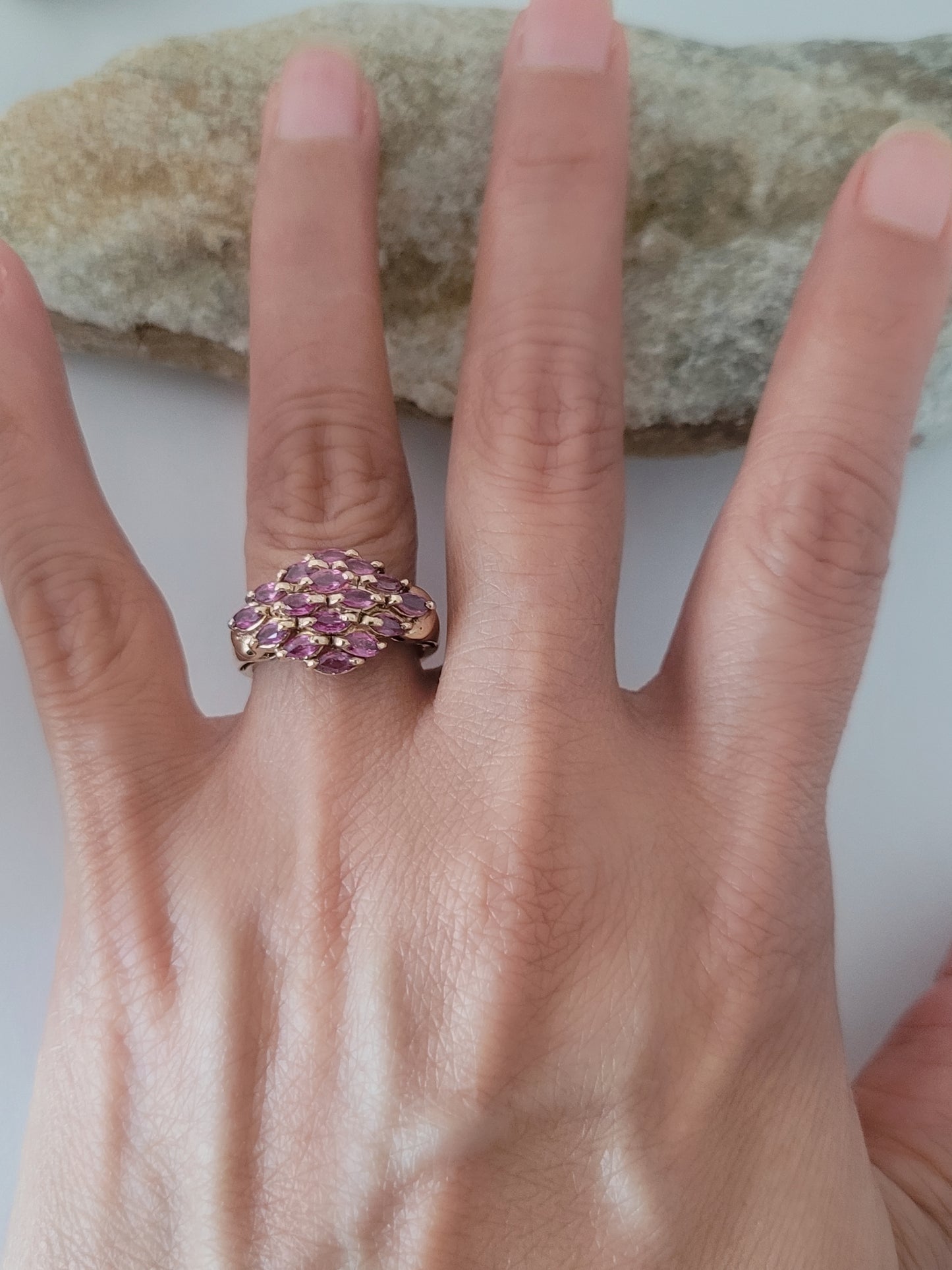 10K Yellow Gold Spinel Cocktail Ring Size 6.75, Solid Gold