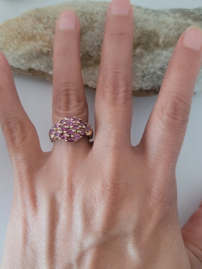 10K Yellow Gold Spinel Cocktail Ring Size 6.75, Solid Gold