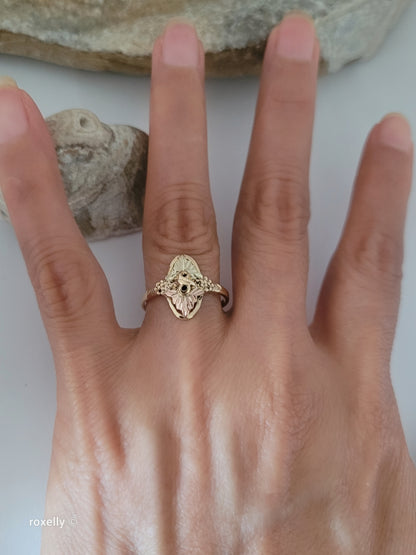 Vintage 10K Yellow & Rose Gold Black Hills Leaves Ring Size 7.5, Solid Gold!