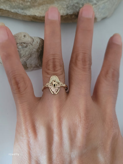 Vintage 10K Yellow & Rose Gold Black Hills Leaves Ring Size 7.5, Solid Gold!