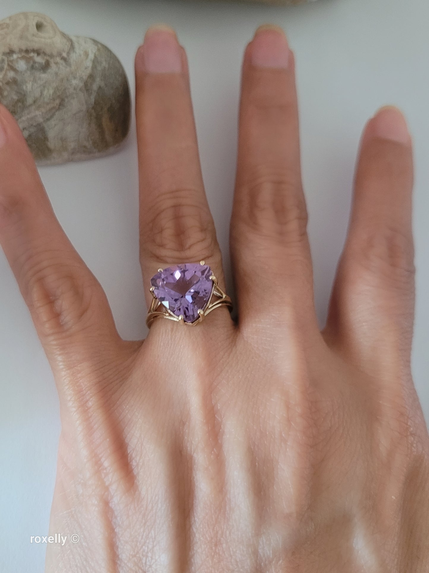 10K Yellow Gold Amethyst Cocktail Ring Size 6, Solid Gold!