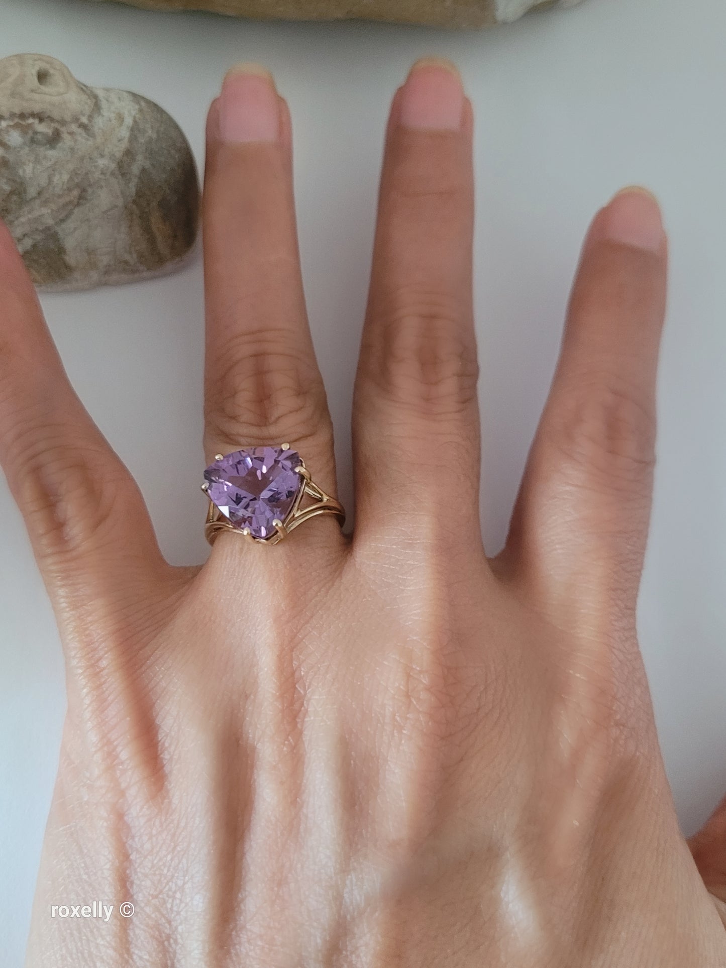 10K Yellow Gold Amethyst Cocktail Ring Size 6, Solid Gold!