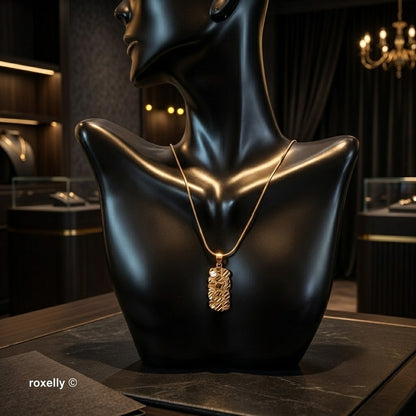 14K Yellow Gold Diamond-Cut Nugget Design Pendant - Solid Gold!