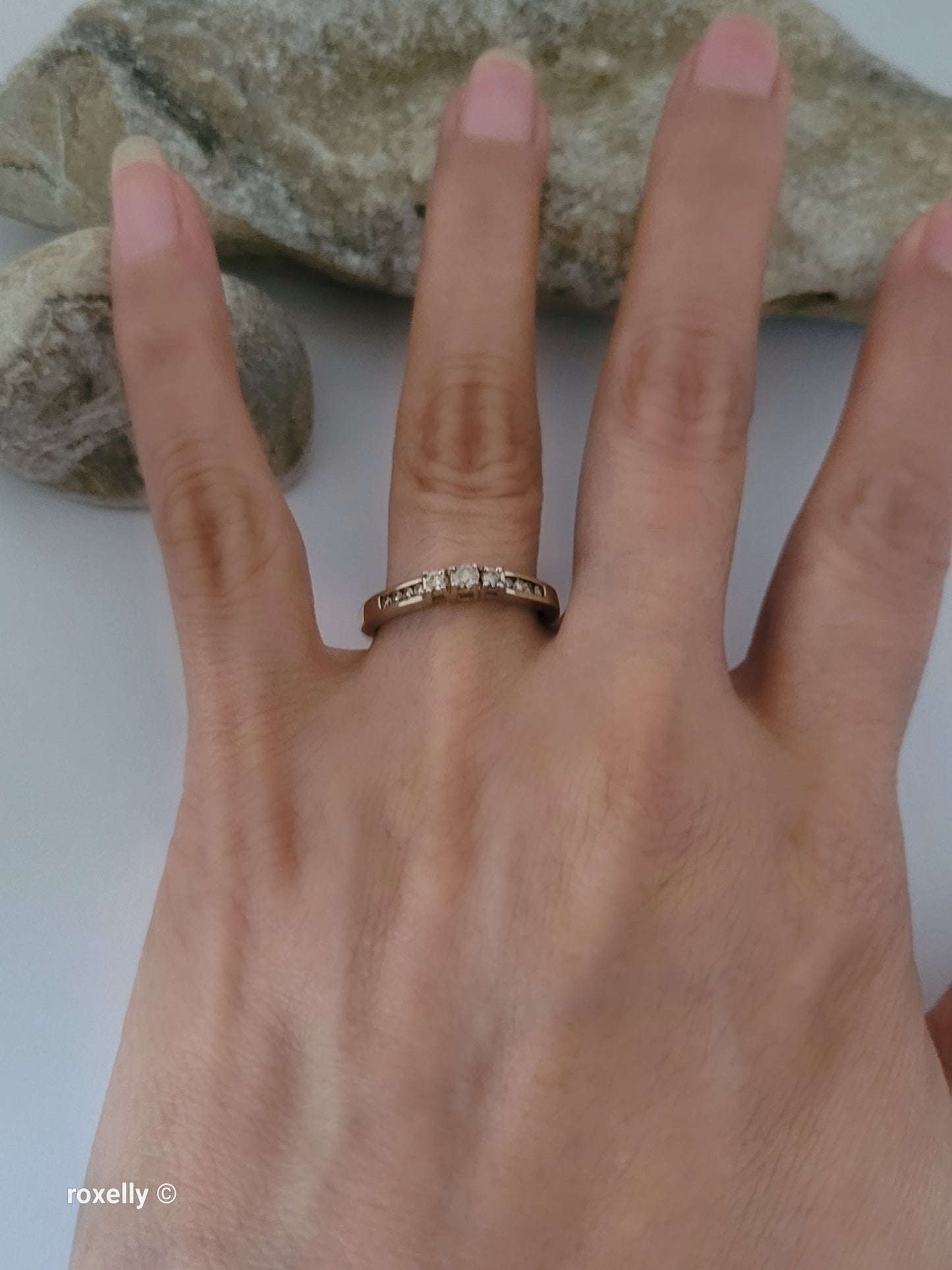10K Yellow Gold Champagne Genuine Diamond Ring Size 8 - Solid Gold!