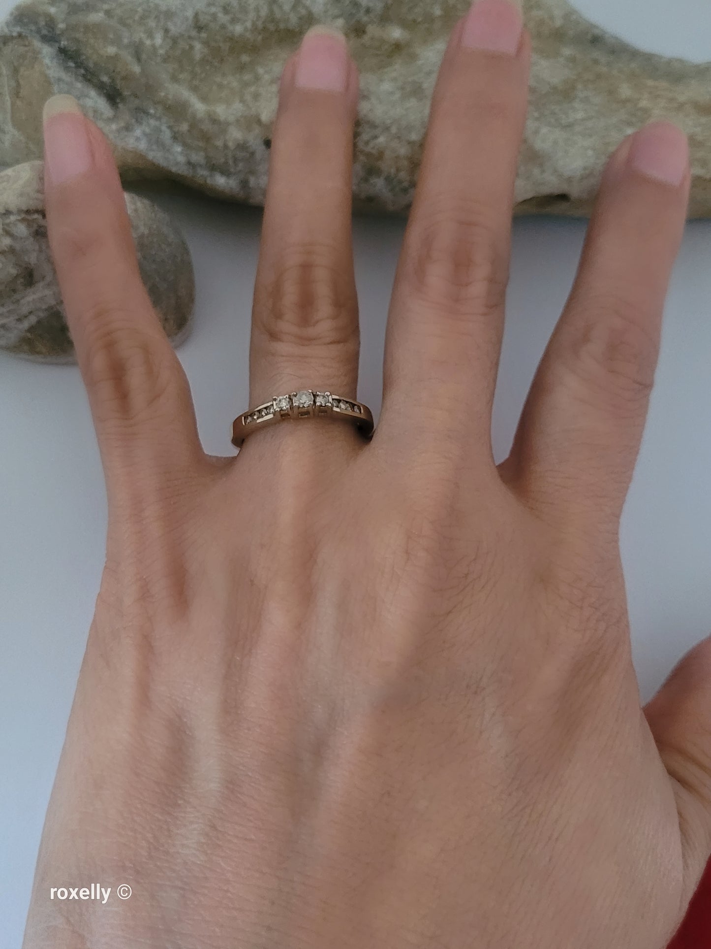 10K Yellow Gold Champagne Genuine Diamond Ring Size 8 - Solid Gold!