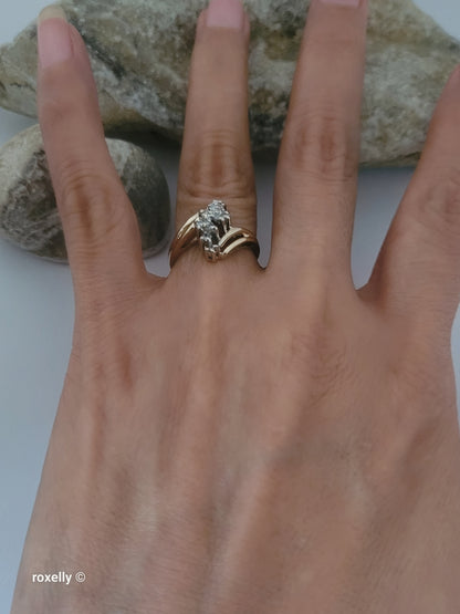 14K Yellow Gold Genuine Diamond Cluster Ring Size 5.75 - Solid Gold!