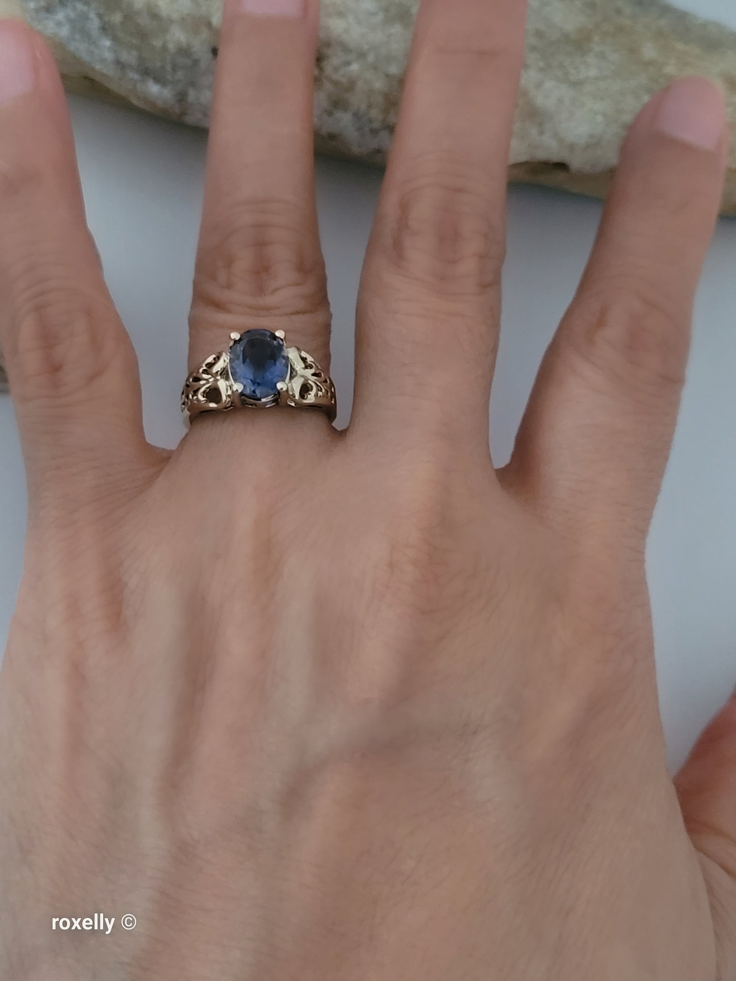 10K Yellow Gold Tanzanite Gemstone Cocktail Ring Size 6 - Solid Gold!