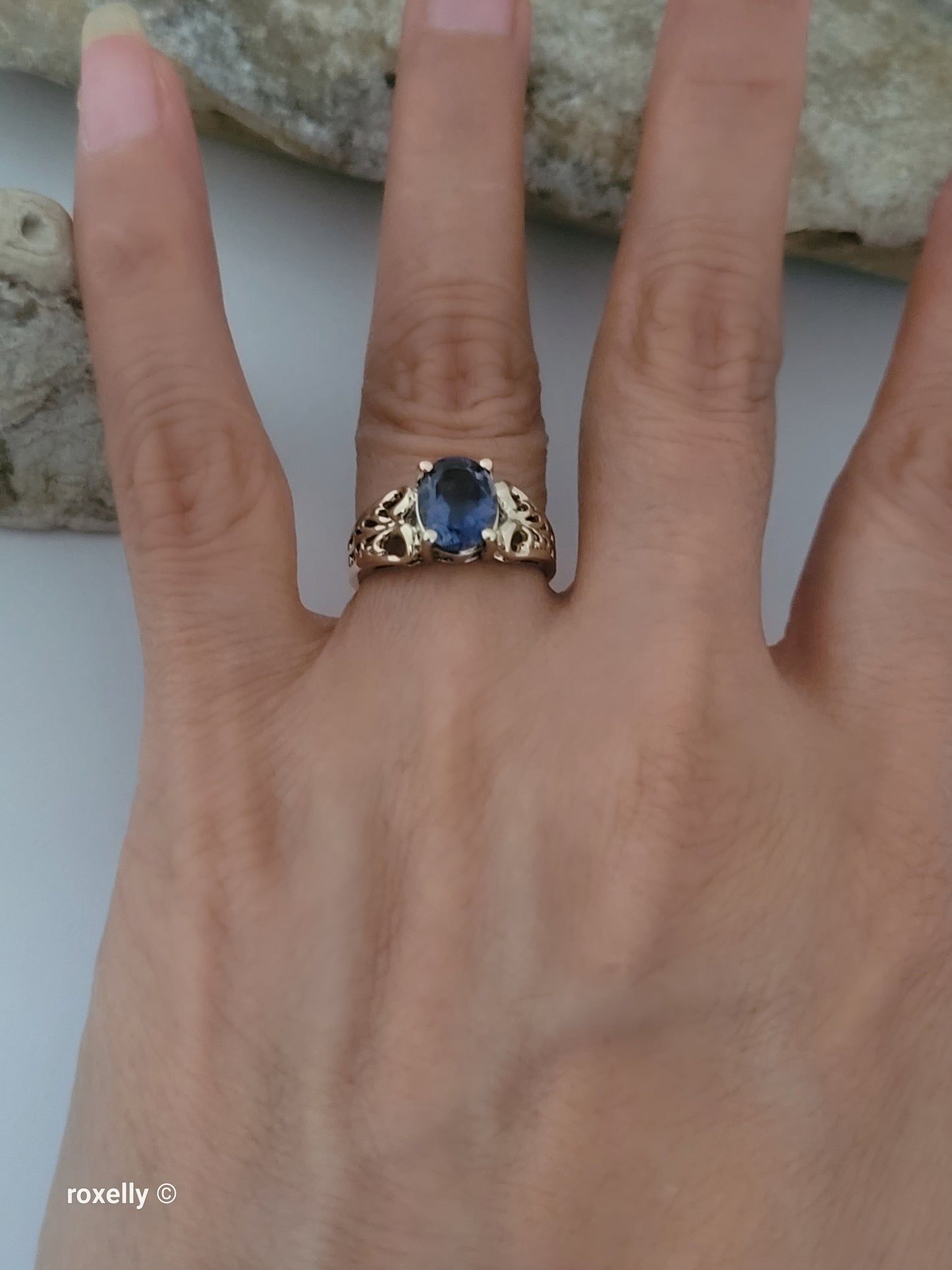 10K Yellow Gold Tanzanite Gemstone Cocktail Ring Size 6 - Solid Gold!