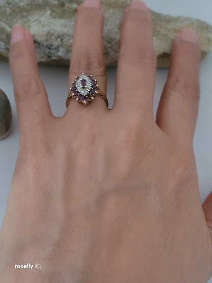 14K Yellow Gold Rubies and Diamonds Ring Size 6 - Solid Gold