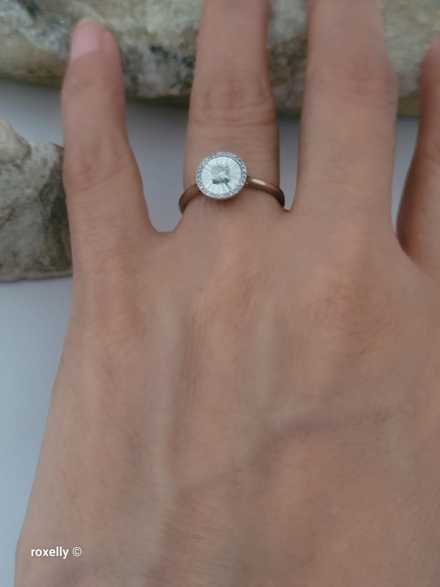 14K White Gold Genuine Diamond Cocktail Ring Size 5.5, Solid Gold!