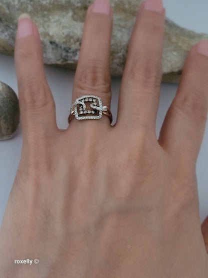 14K Yellow Gold Chocolate & White Genuine Diamonds Square Ring Size 6.5