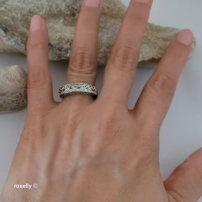 $2500 LeVian 14K White Gold Chocolate & Vanilla Diamonds Ring Size 7.25, -Solid Gold