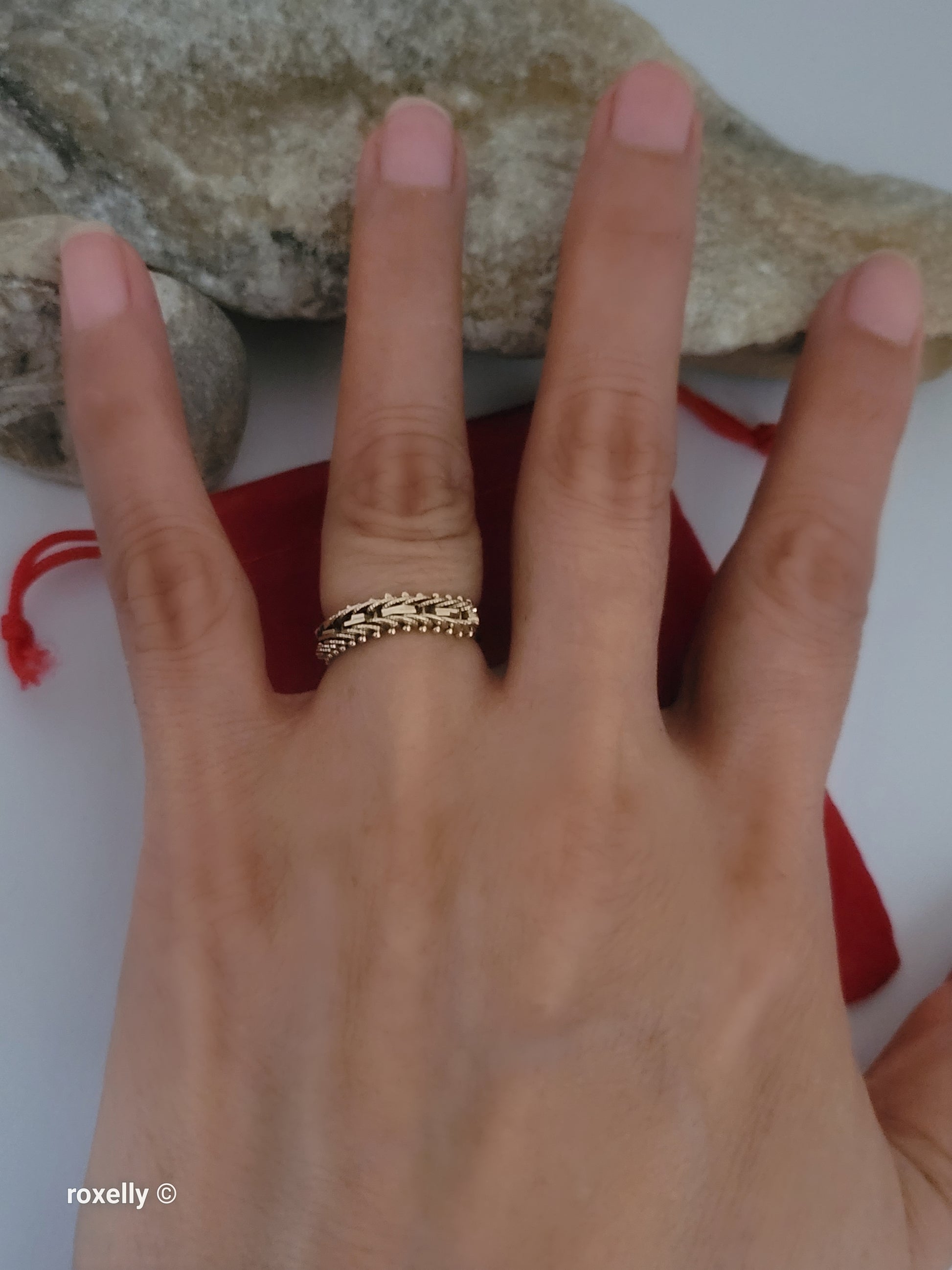 14K Yellow Gold Flexible Chain Ring Size 5 - Solid Gold - view 8