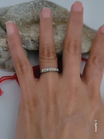 14K White Gold Moissanite Band Ring Size 6, Solid Gold