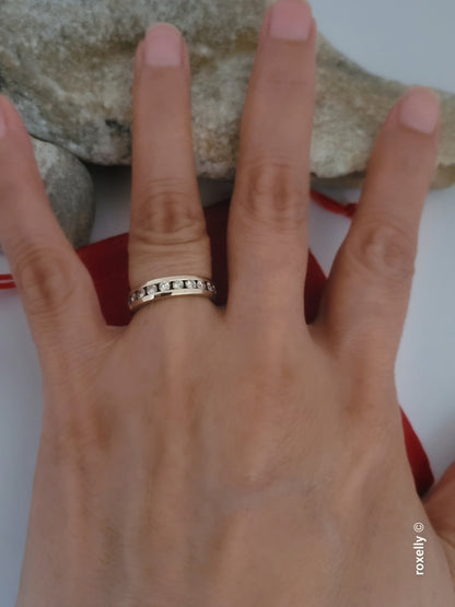 14K Yellow Gold Genuine Diamonds Band Ring Size 5.5 - Solid Gold