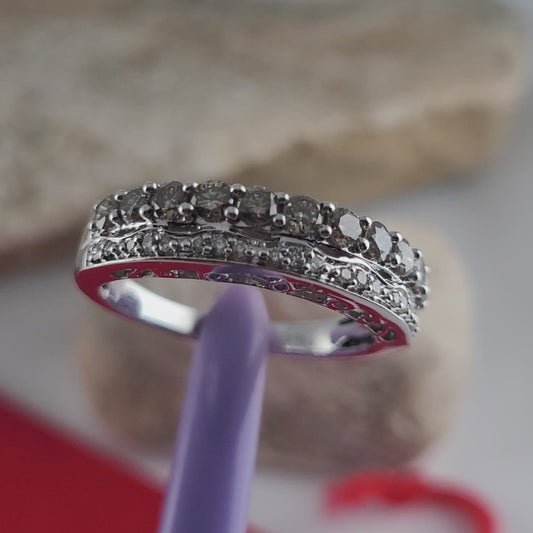 $2500 LeVian 14K White Gold Chocolate & Vanilla Diamonds Ring Size 7.25, -Solid Gold