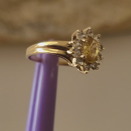 ❤️14k Size 6.75 Precious Solid Yellow Gold Citrine and White Topaz Ring!