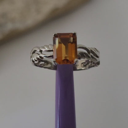 ❤️10k Size 6.5 Precious Solid White Gold Citrine Ring!