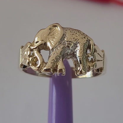 14k Two-Tones Gold Elephant-Shaped Vintage Ring Size 6.75 Solid Gold