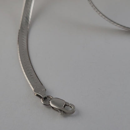 925 Sterling Silver Herringbone Necklace Made in Italy