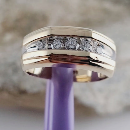 14K Yellow Gold Genuine Diamonds Cocktail Ring Size6.75, Solid Gold!