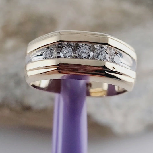 14K Yellow Gold Genuine Diamonds Cocktail Ring Size6.75, Solid Gold!