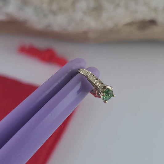 14K Tiny Yellow Gold Green Cubic Zirconia Ring Pendant - Solid Gold
