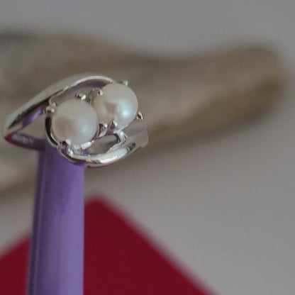 ❤️10k Size 3.25 Precious Solid White Gold Freshwater Pearls Petite Ring!