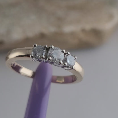 14K Yellow Gold Genuine Diamonds Band Ring Size 7 - Solid Gold