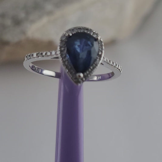 $2,000 EFFY 14K White Gold Sapphire and Diamond Ring, Solid Gold!