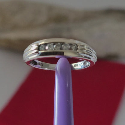 14K White Gold Diamonds Band Ring Size 7 Solid Gold