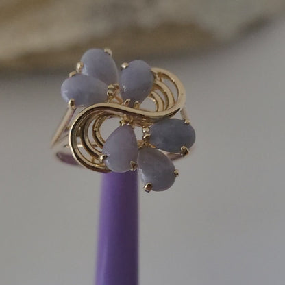 ❤️14k Size 7.25 Precious Solid Yellow Gold Flower-Shaped Lavender Gemstone  Ring!