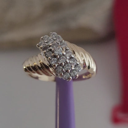 ❤️10k Size 6.75 Beautiful Solid Yellow Gold Cubic Zirconia Pattern Ring!