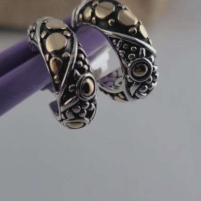 Jonh Hardy Jaisalmer Sterling Silver and 18K Yellow Gold Hoop Earrings