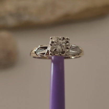 ❤️14k Size 6.25 Fancy Solid Yellow and White Gold Diamond Art-Deco Ring!