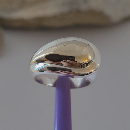 ❤️925 Size 7 Beautiful Sterling Silver and 14k Solid Gold Dome Ring!