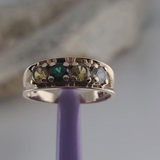 10K Yellow Gold Multi-Gemstone Band Ring Size 6 - Solid Gold