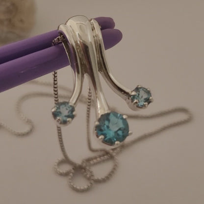 ❤️925 Amazing Sterling Silver Blue Topaz Necklace and Pendant!