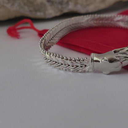 ❤️925 Precious Sterling Silver Panther-Head Imperial Link Design Milor Italian Bracelet!