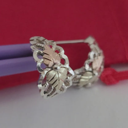 ❤️Sterling Silver and 10k Solid Gold Leaves-Shaped, Black Hills Earrings!