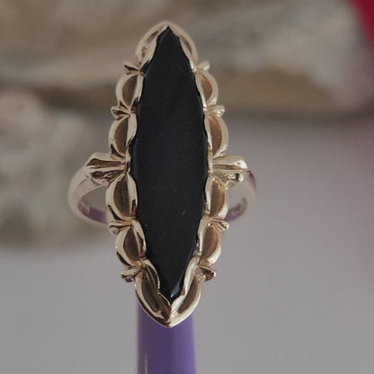 ❤️10k Size 6.25 Precious Solid Yellow Gold Onyx Cocktail Ring!