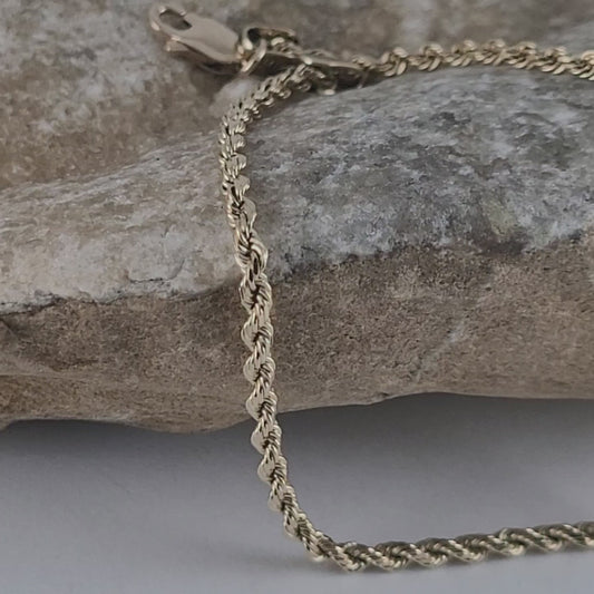 14k Yellow Gold Rope Design Bracelet, Solid Gold
