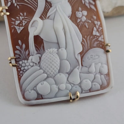Gennaro Borriello 18K Yellow Gold Italian Cameo Pendant Brooch, Signed Vintage — A True Work of Art