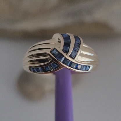 ❤️14k Size 9 Precious Solid Yellow Gold Sapphires Dome Design Ring!