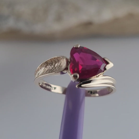 10K Yellow Gold Ruby Satin Finish Bypass Ring Size 6.25 - Solid Gold
