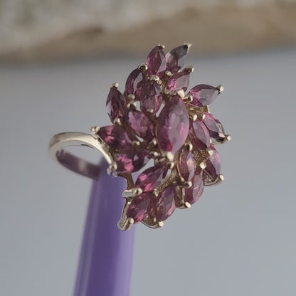 14K Yellow Gold Pink Tourmaline Floral Ring Size 5.75 - Solid Gold
