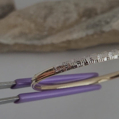 ❤️14k Fancy Solid White and Yellow Gold Tubular Design Bracelet, Millor Italy!