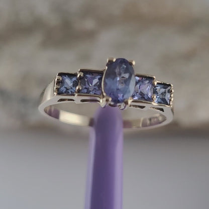 0K Yellow Gold Tanzanite Cocktail Ring Size 7.75 - Solid Gold!